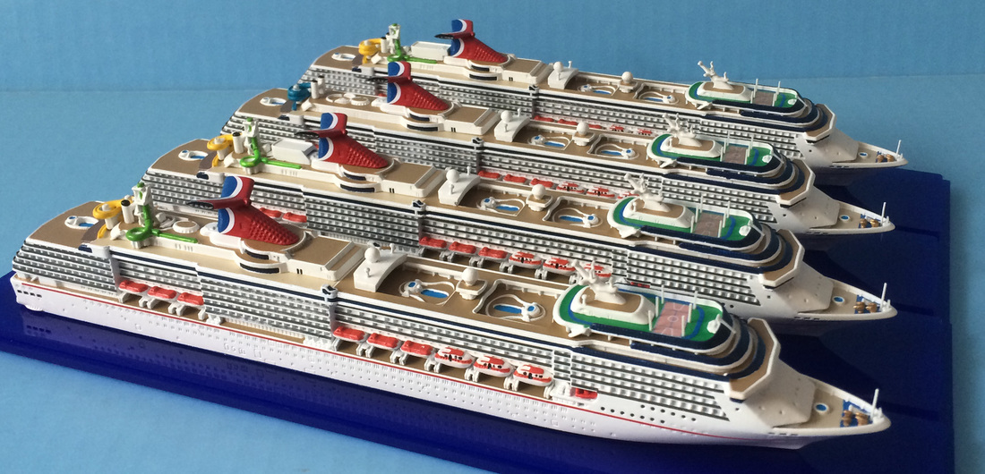 Carnival Spirit, Pride, Legend, Miracle cruise ship models after refit