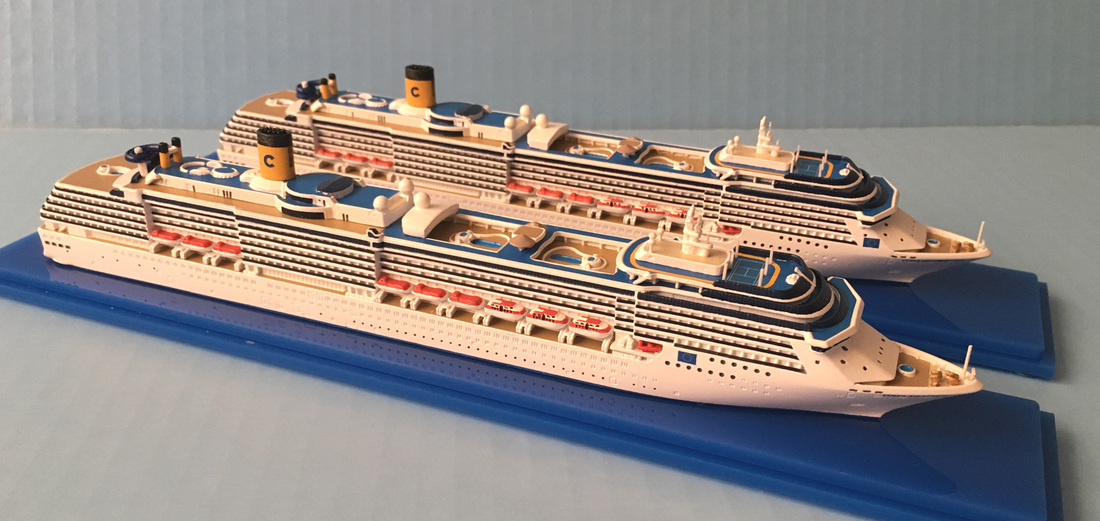 Costa Atlantica and Costa Mediterranea cruise ship models 1:1250 scale