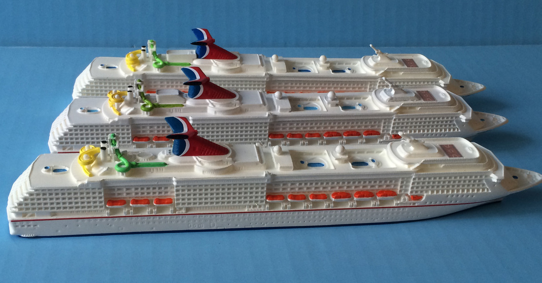 carnival Spirit, pride andlegend cruise ship models 1:1250 scale