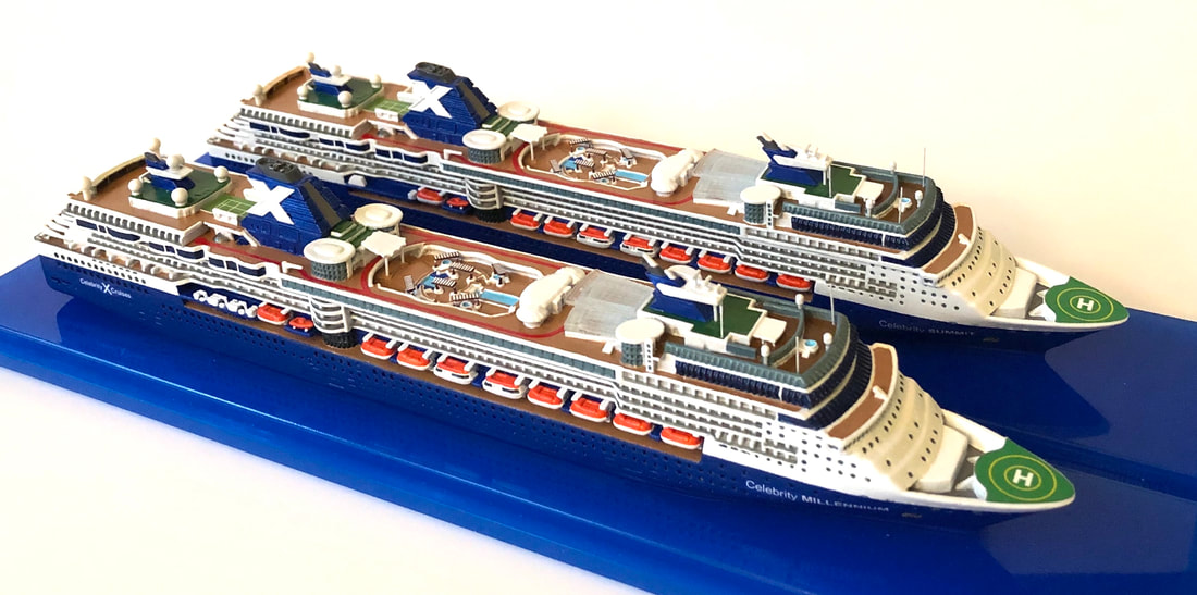 Celebrity Millennium and Celebrity Summit in Post-Revolution state, cruise ship models 1:1250 scale