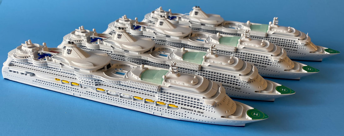 Radiance of the Seas, Brilliance of the Seas, Serenade of the Seas and Jewel of the Seas cruise ship models  1:1250 scale by Scherbak