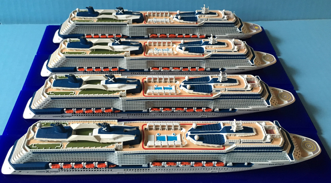 Cruise ship models of Celebrity Solstice, Celebrity Equinox, Celebrity Eclipse, Celebrity Silhouette 1:1250 scale Picture