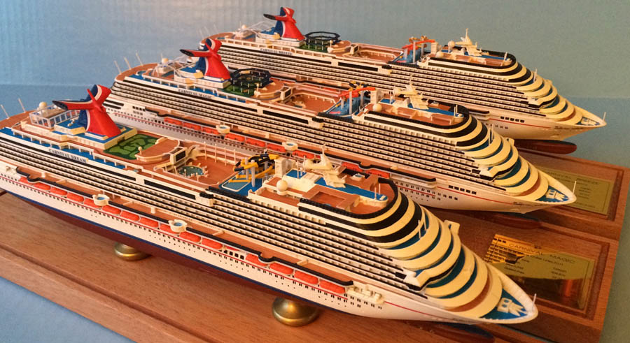 Carnival Dream, Magic, Breezez cruise ship models 1:900 scale by Scherba