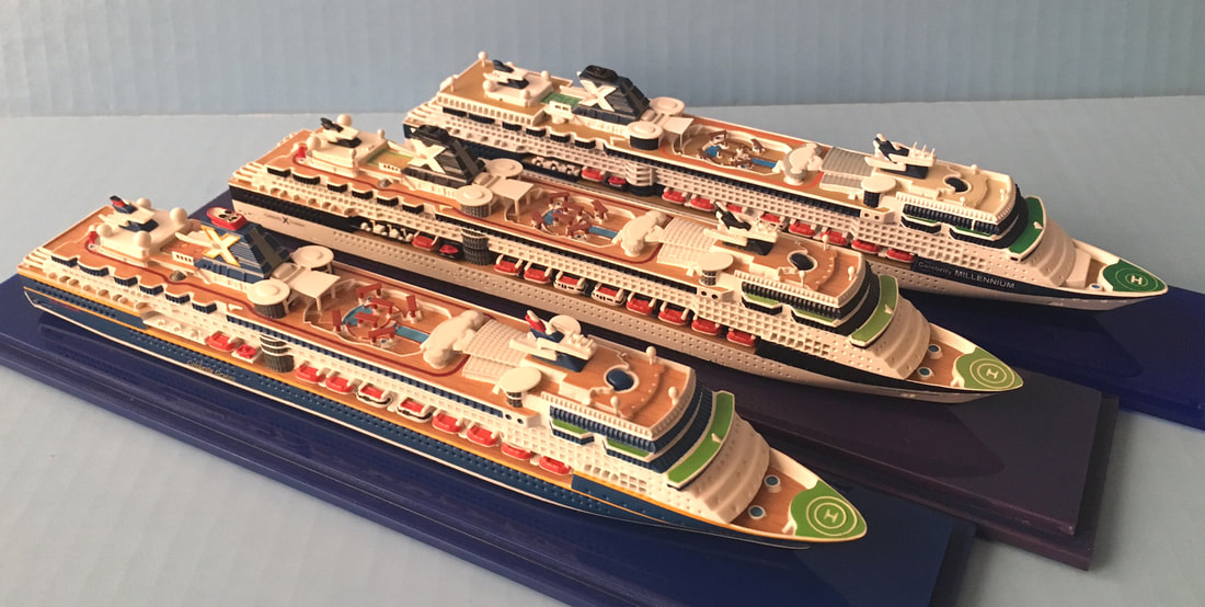 Transformation of Celebrity Millennium class ships before 2019 Revolution refit in Scherbak cruise ship models 1:1250 scale