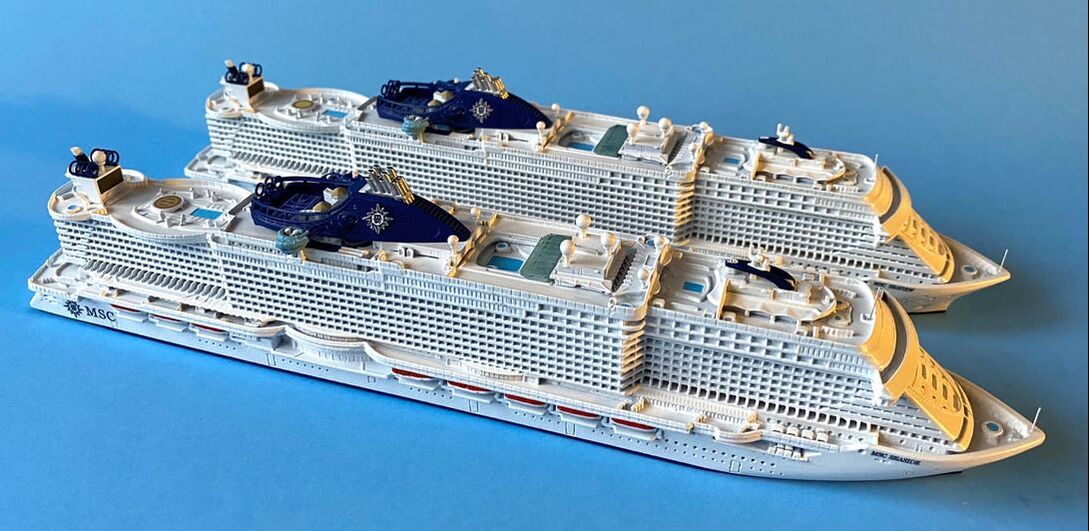 MSC Seaside and MSC Seaview cruise ship models 1:1250 scale, by Scherbak