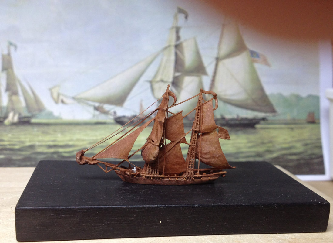 RAMBLER, American privateer 1814. Sailing ship model in 1:1250 scale