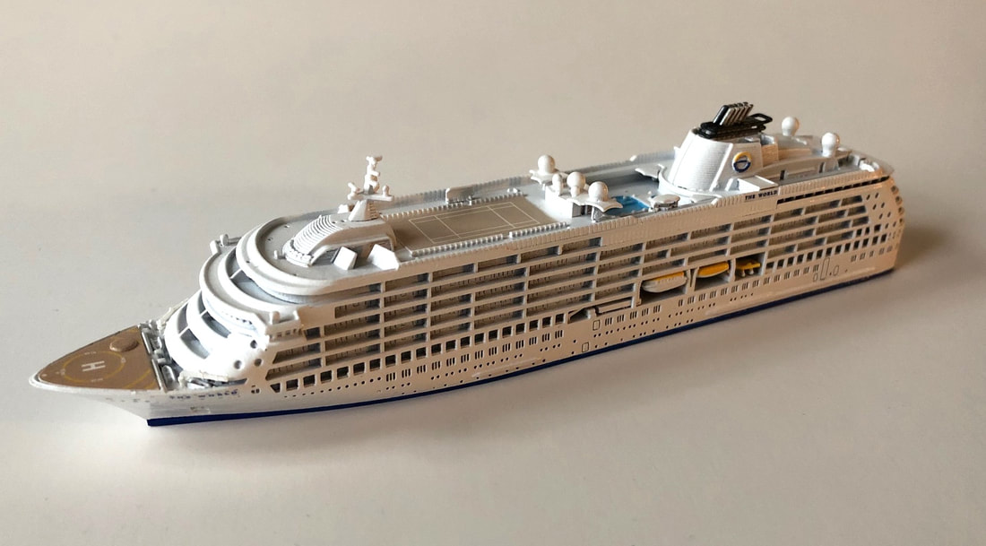 MS THE WORLD ResinenSea  Residence cruise ship model 1:1250 scale