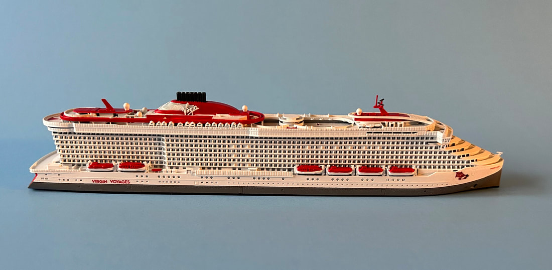 Scarlet Lady and Valiant Lady cruise ship models, Virgin Voyages, 1:1250 scale by ScxerbakPicture