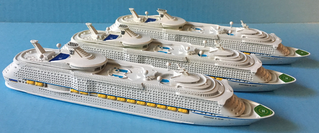 Voyager of the Seas, Explorer of the Seas, Adventure of the Seas cruise ship models 1:1250 scale